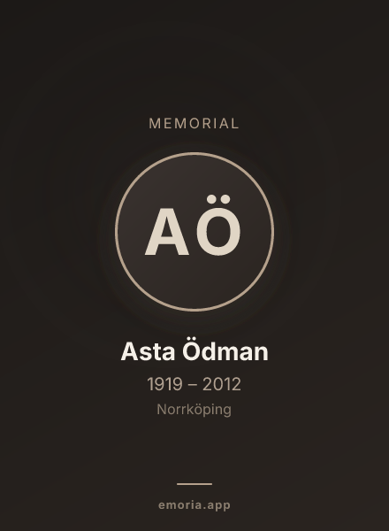 Memorial portrait of Asta Ödman