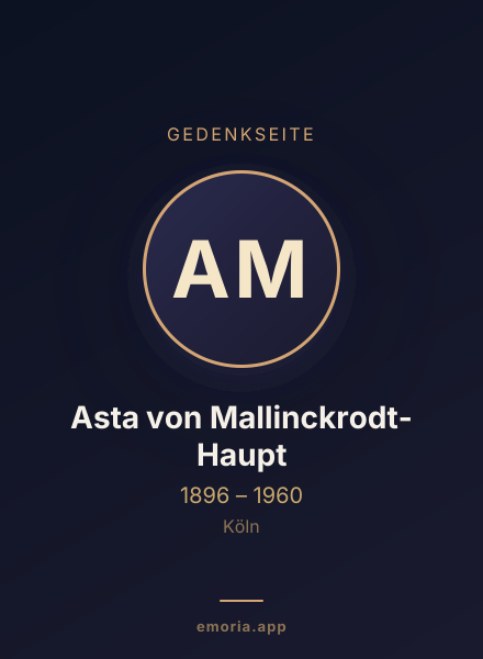 Gedenkportrait von Asta von Mallinckrodt-Haupt