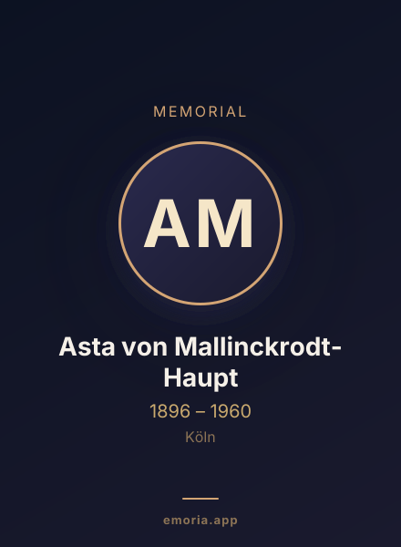 Memorial portrait of Asta von Mallinckrodt-Haupt