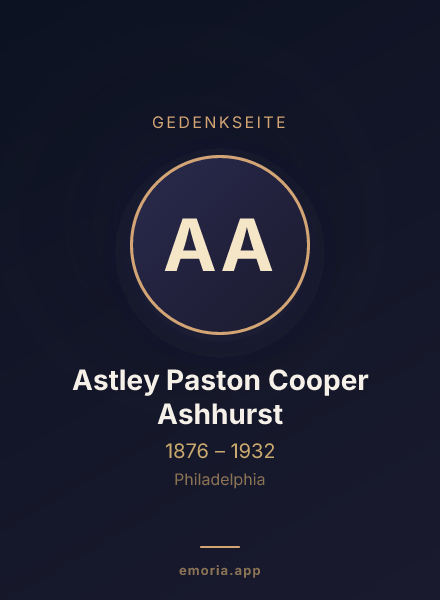 Gedenkportrait von Astley Paston Cooper Ashhurst