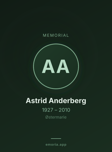 Memorial portrait of Astrid Anderberg