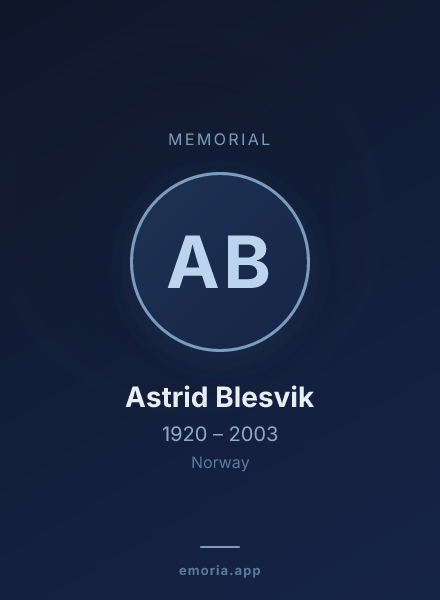 Memorial portrait of Astrid Blesvik