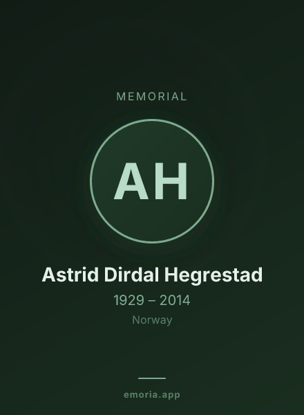 Memorial portrait of Astrid Dirdal Hegrestad