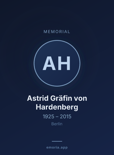 Memorial portrait of Astrid Gräfin von Hardenberg