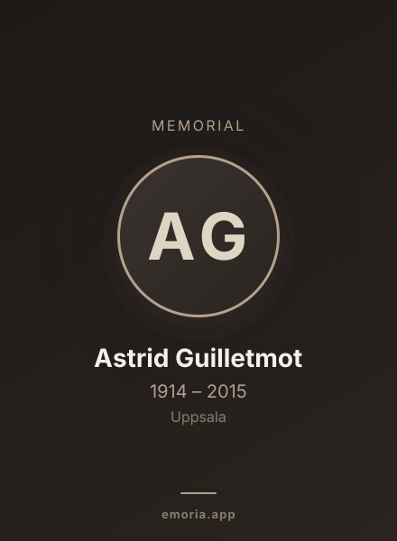 Memorial portrait of Astrid Guilletmot