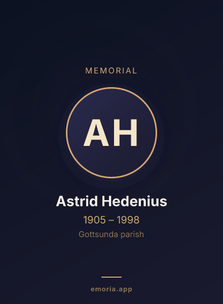 Memorial portrait of Astrid Hedenius