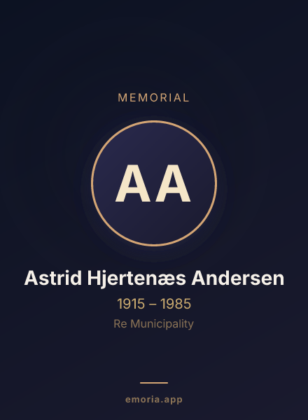 Memorial portrait of Astrid Hjertenæs Andersen
