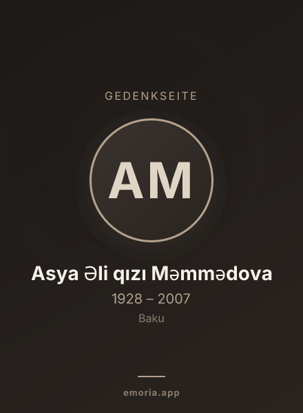 Gedenkportrait von Asya Əli qızı Məmmədova
