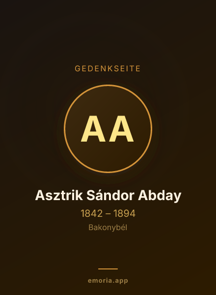 Gedenkportrait von Asztrik Sándor Abday