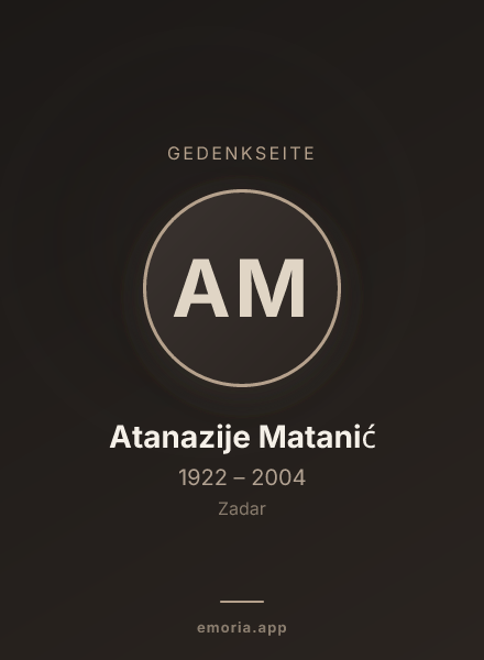 Gedenkportrait von Atanazije Matanić
