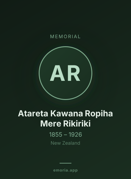 Memorial portrait of Atareta Kawana Ropiha Mere Rikiriki