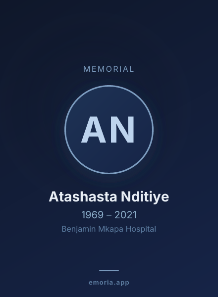 Memorial portrait of Atashasta Nditiye