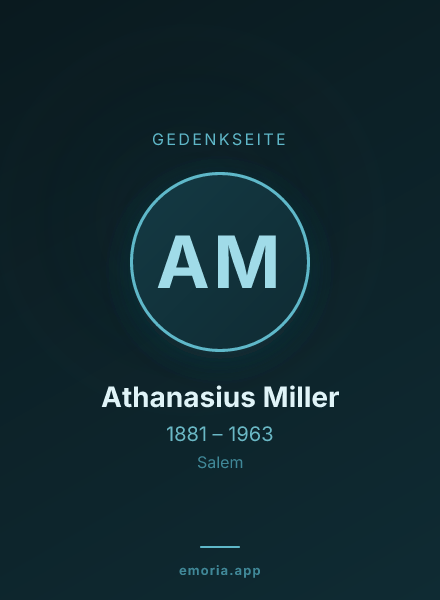 Gedenkportrait von Athanasius Miller