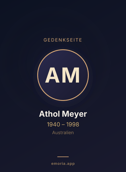 Gedenkportrait von Athol Meyer