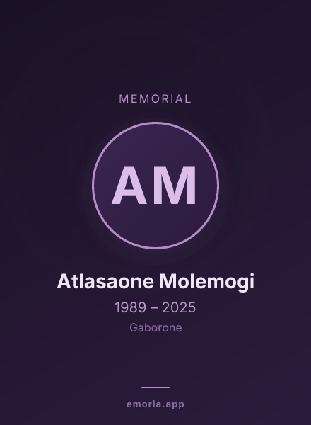 Memorial portrait of Atlasaone Molemogi