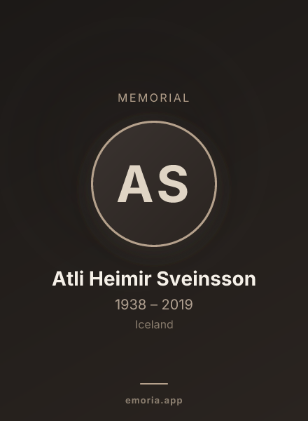 Memorial portrait of Atli Heimir Sveinsson