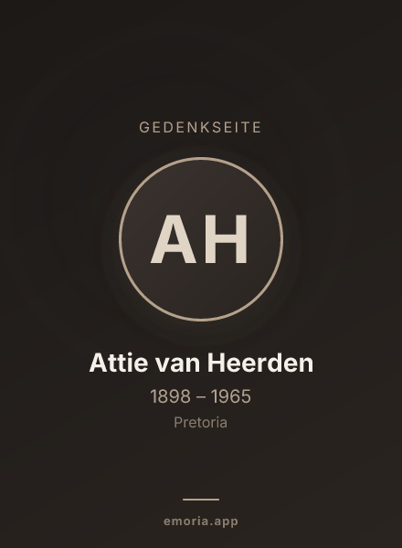 Gedenkportrait von Attie van Heerden