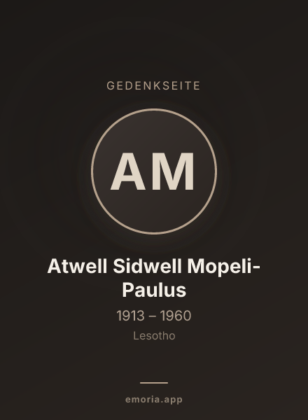 Gedenkportrait von Atwell Sidwell Mopeli-Paulus