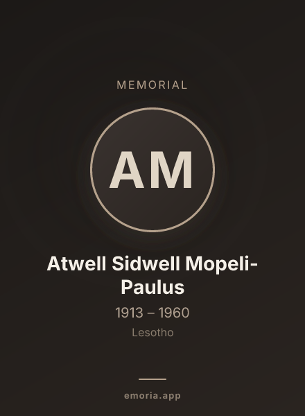 Memorial portrait of Atwell Sidwell Mopeli-Paulus