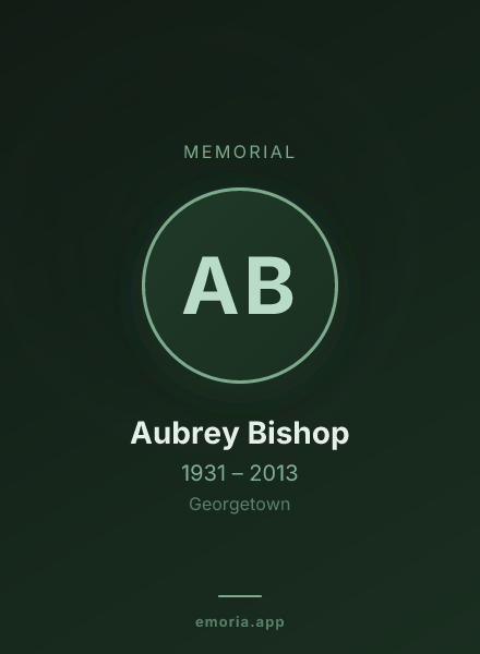Memorial portrait of Aubrey Bishop