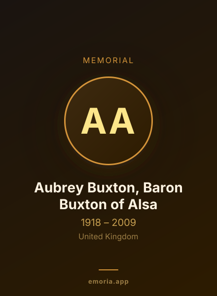 Memorial portrait of Aubrey Buxton, Baron Buxton of Alsa
