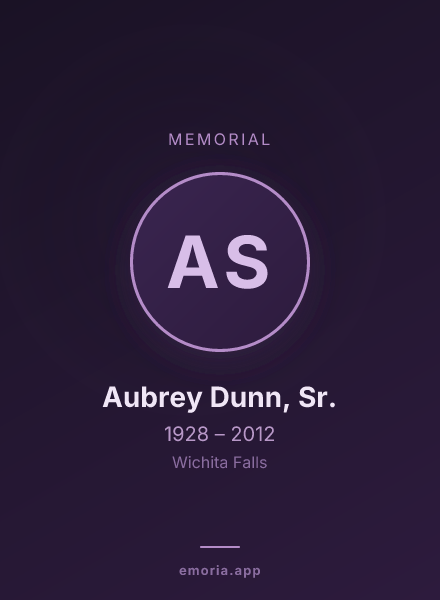 Memorial portrait of Aubrey Dunn, Sr.