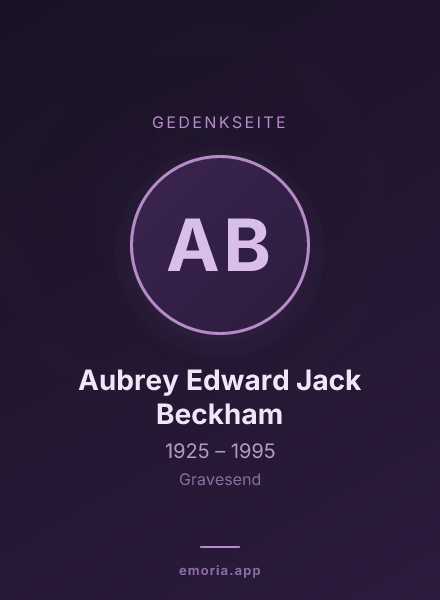 Gedenkportrait von Aubrey Edward Jack Beckham