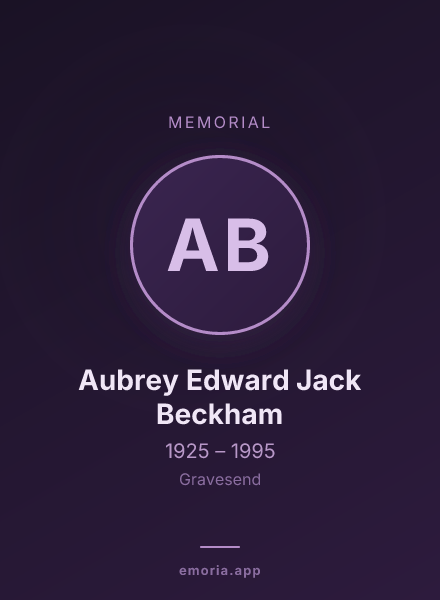 Memorial portrait of Aubrey Edward Jack Beckham