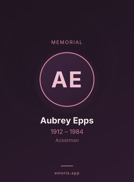 Memorial portrait of Aubrey Epps