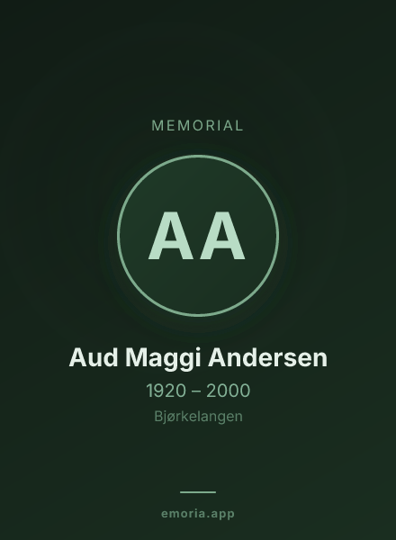 Memorial portrait of Aud Maggi Andersen