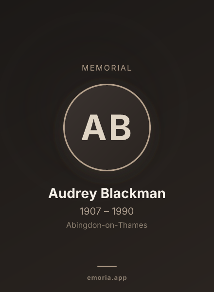 Memorial portrait of Audrey Blackman
