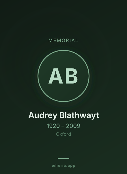 Memorial portrait of Audrey Blathwayt