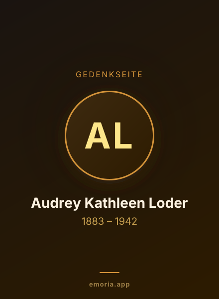 Gedenkportrait von Audrey Kathleen Loder