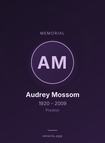Memorial portrait of Audrey Mossom