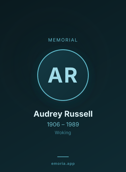 Memorial portrait of Audrey Russell