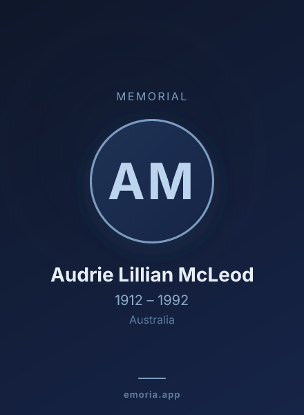 Memorial portrait of Audrie Lillian McLeod