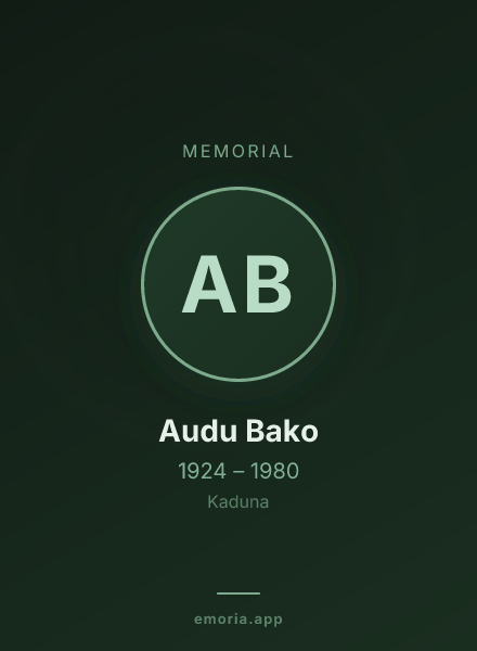 Memorial portrait of Audu Bako
