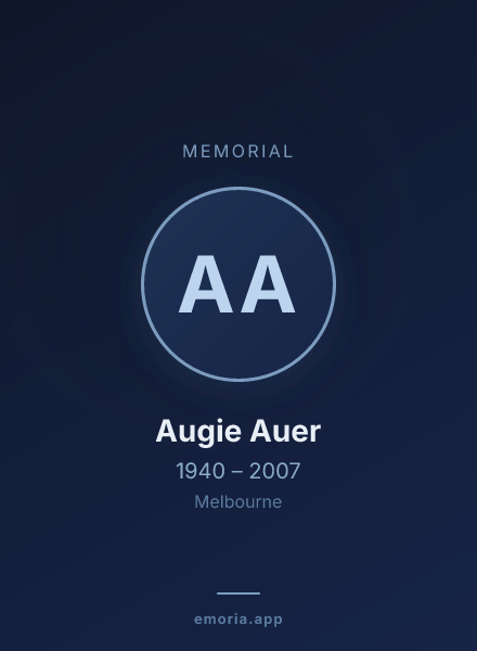 Memorial portrait of Augie Auer