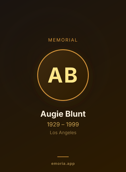 Memorial portrait of Augie Blunt