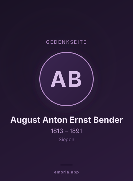 Gedenkportrait von August Anton Ernst Bender