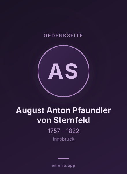 Gedenkportrait von August Anton Pfaundler von Sternfeld