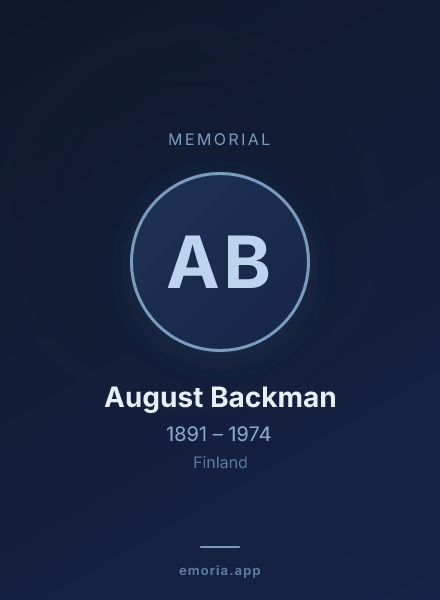 Memorial portrait of August Backman