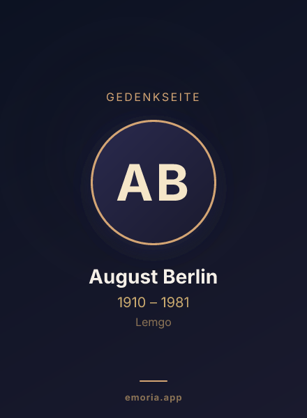 Gedenkportrait von August Berlin