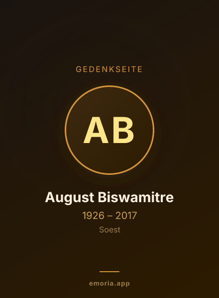 Gedenkportrait von August Biswamitre