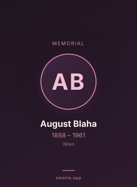 Memorial portrait of August Blaha