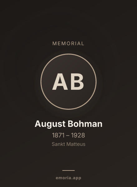 Memorial portrait of August Bohman