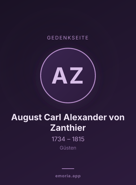 Gedenkportrait von August Carl Alexander von Zanthier