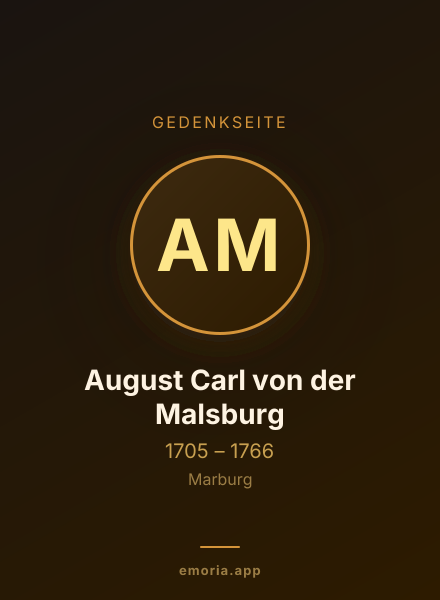 Gedenkportrait von August Carl von der Malsburg