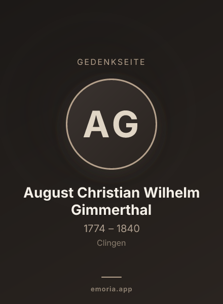 Gedenkportrait von August Christian Wilhelm Gimmerthal