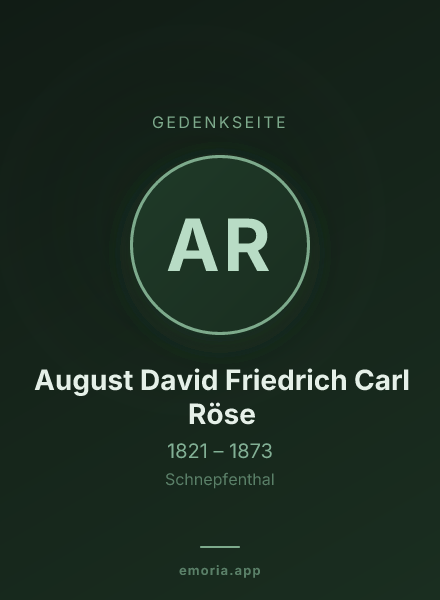 Gedenkportrait von August David Friedrich Carl Röse